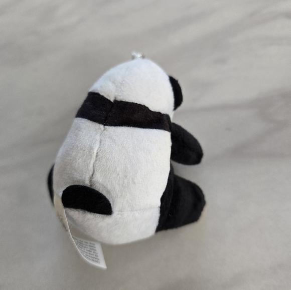 Panda keychain stuffed animal white black Plush keyholder New - Picture 7 of 8